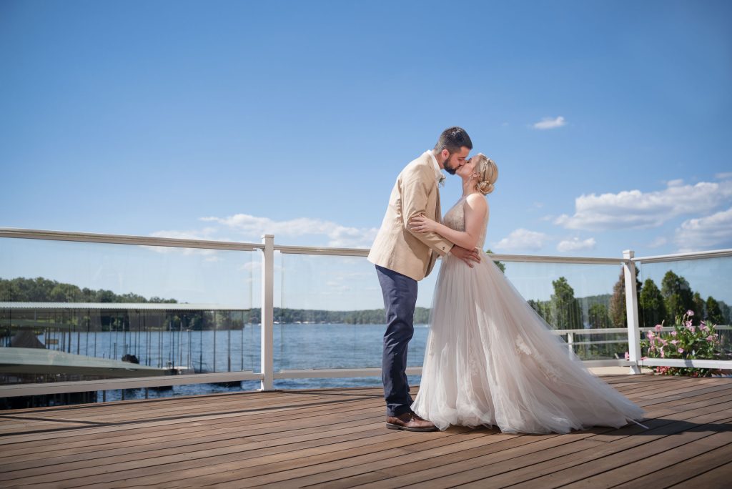 bride and groom at the Lake of the Ozarks