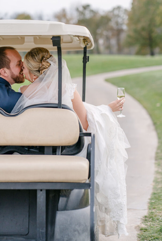 St. Louis Wedding Photographer Old Hickory Golf Club Golf Cart Wedding Portrait
